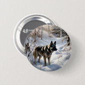 Noorse Elkhound liet het sneeuwkerst Ronde Button 5,7 Cm (Voorkant /achterkant)
