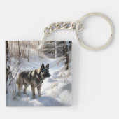 Noorse Elkhound liet het sneeuwkerst Sleutelhanger (Achterkant)
