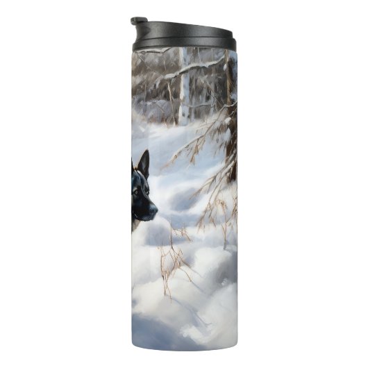 Noorse Elkhound liet het sneeuwkerst Thermosbeker (Geroteerd rechts)