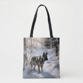 Noorse Elkhound liet het sneeuwkerst Tote Bag (Voorkant)