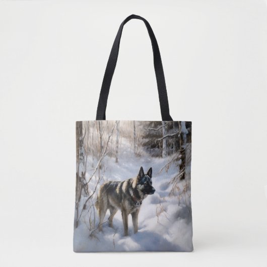 Noorse Elkhound liet het sneeuwkerst Tote Bag (Voorkant)