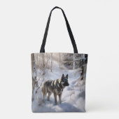 Noorse Elkhound liet het sneeuwkerst Tote Bag (Achterkant)