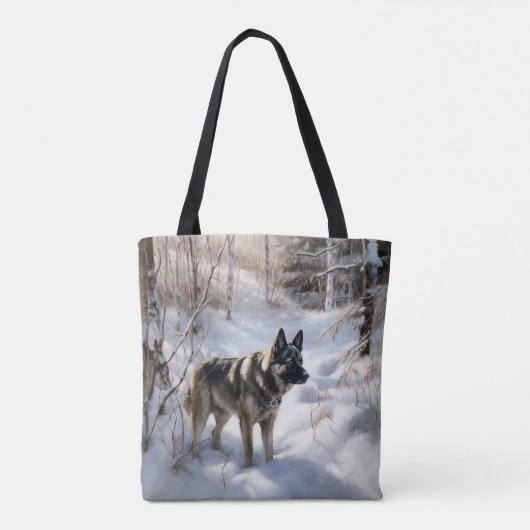 Noorse Elkhound liet het sneeuwkerst Tote Bag (Achterkant)