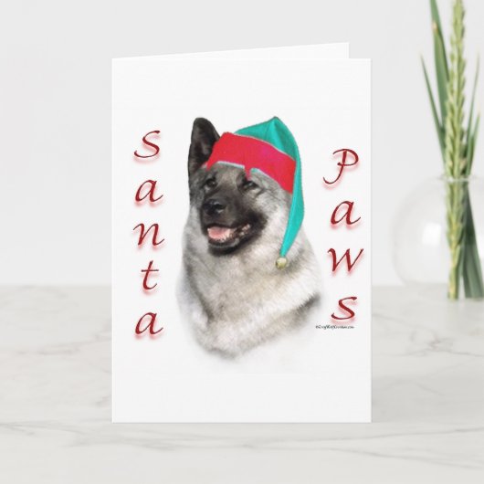 Noorse Elkhound Santa Paws Feestdagen Kaart (Voorkant)