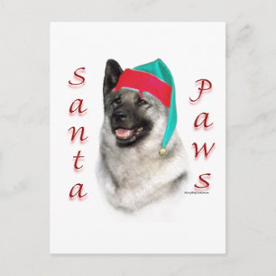 Noorse Elkhound Santa Paws Feestdagenkaart
