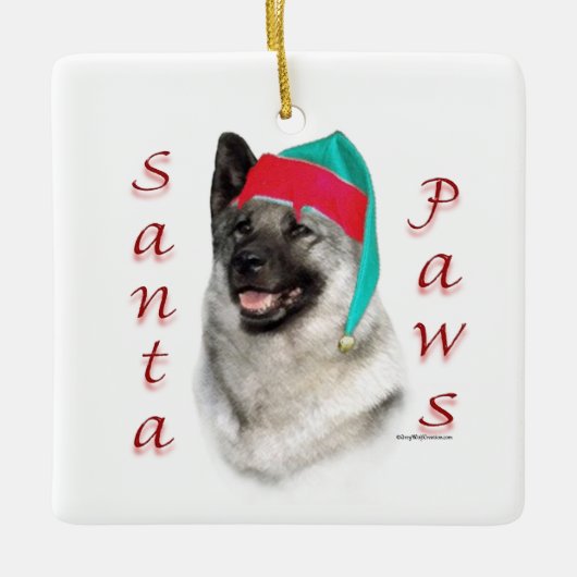 Noorse Elkhound Santa Paws Keramisch Ornament (Voorkant)