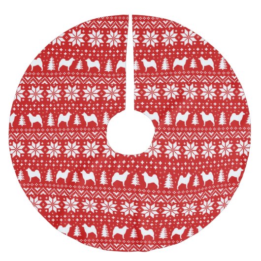 Noorse Elkhound Silhouetten Kerstmis Patroon Kerstboom Rok (Voorkant)