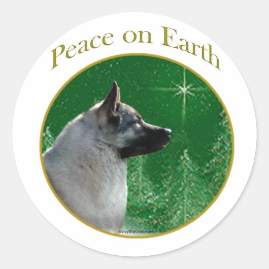 Noorse Elkhound Vrede Ronde Sticker (Voorkant)