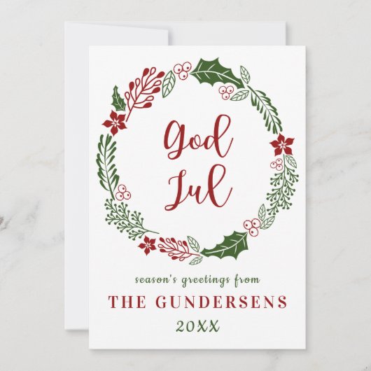 Noorse en Zweedse feestkerst, aangepast Feestdagenkaart (Voorkant)