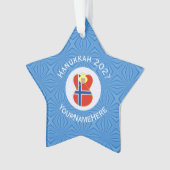 Noorse engel Chanoeka vlag gepersonaliseerd Ornament (voorkant)
