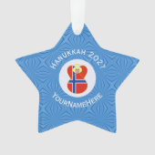 Noorse engel Chanoeka vlag gepersonaliseerd Ornament (voorkant)