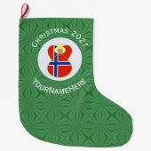 Noorse engel kerstvlag gepersonaliseerd grote kerstsok (Voorkant)