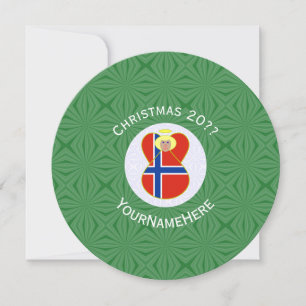 Noorse engel vlag Kerst Personaliseer Rond Kaart