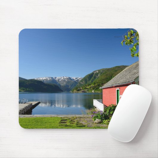 Noorse fjord en botenmousepad muismat (Met muis)
