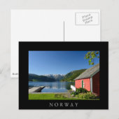 Noorse fjord en zwart briefkaart in botenhuis (Voorkant / Achterkant)
