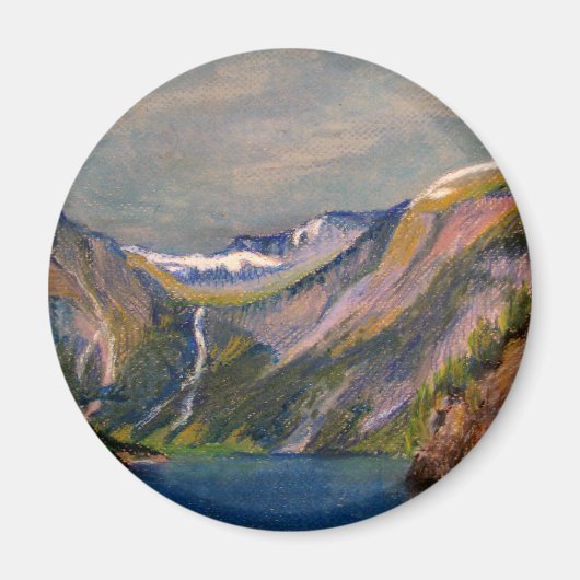 Noorse fjord olie pastel magneet (Voorkant)