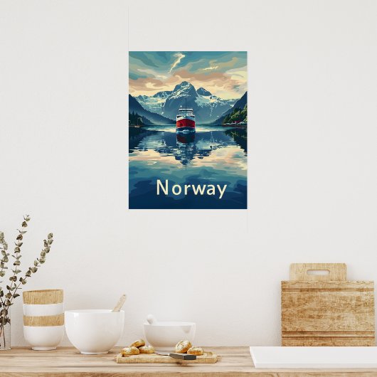 Noorse fjord poster (Keuken)
