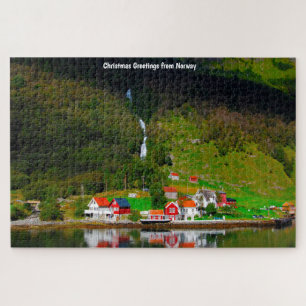 Noorse fjord waterval Scandinavië. Legpuzzel