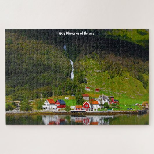 Noorse fjord waterval Scandinavië. Legpuzzel (Horizontaal)