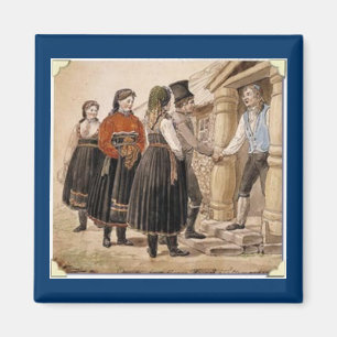 Noorse Folk Costumes uit de regio Telemark Magneet