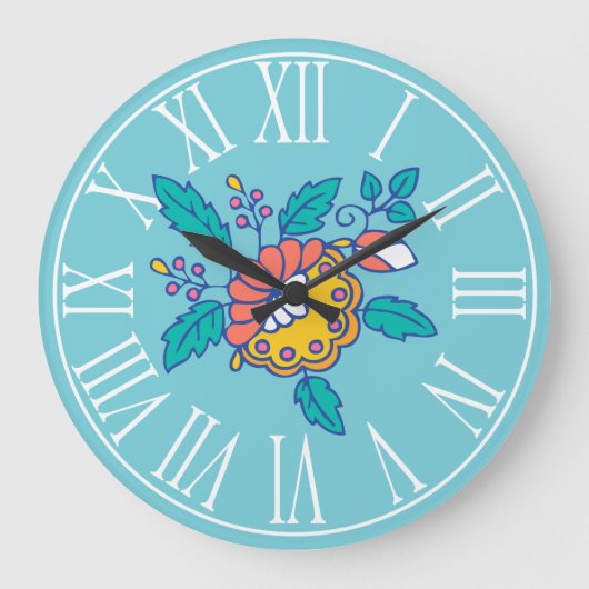 Noorse Folk Flowers Grote Klok (Voorkant)