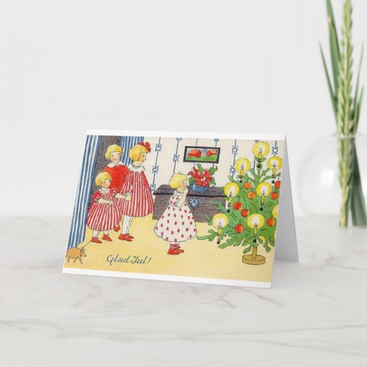 Noorse Glad Jul-kerstkaart Feestdagen Kaart (Voorkant)