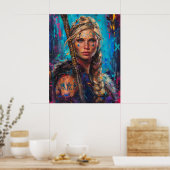Noorse godin Freyja - Koningin van Valkyries Blond Poster (Keuken)