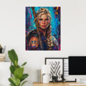 Noorse godin Freyja - Koningin van Valkyries Blond Poster (Thuiskantoor)