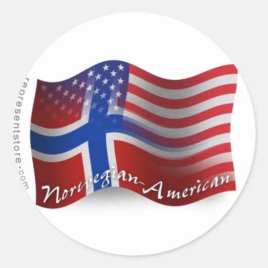Noorse Golfvlag Ronde Sticker (Voorkant)