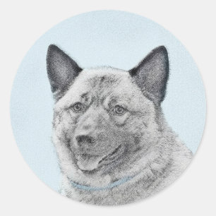 Noorse goudschilderingen - oorspronkelijke hondenk ronde sticker