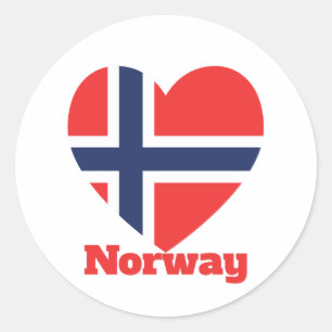 Noorse hartvlag ronde sticker