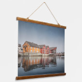 Noorse huizen hangend wandkleed (Gebogen)