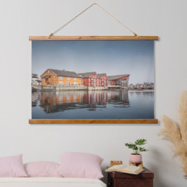 Noorse huizen hangend wandkleed