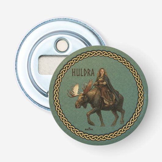 Noorse Huldra Bosvrouw Button Flesopener (Voorkant)