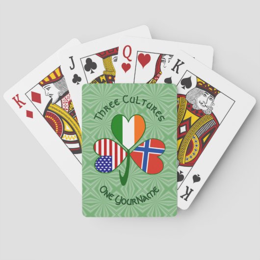 Noorse Ierse Amerikaanse Shamrock gepersonaliseerd Pokerkaarten (Achterkant)