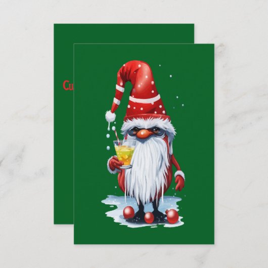 Noorse kabouter houdt een warme toddy vast kaart (Voorkant / Achterkant)