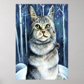 Noorse kat in de sneeuw | AI Art Poster (Voorkant)