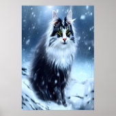 Noorse kat in de sneeuw | AI Art Poster (Voorkant)