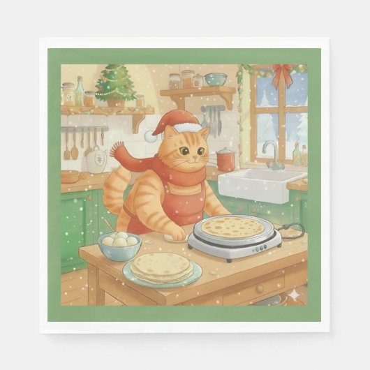 Noorse Kat Maakt Kerst Lefse, Servetten (Voorkant)