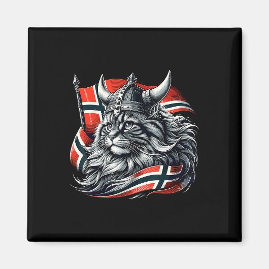 Noorse kat Viking Noorwegen vlag Magneet (Voorkant)