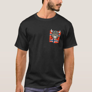 Noorse Kat Viking Noorwegen Vlag Noordse Mythologi T-shirt
