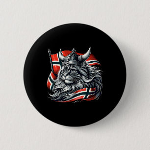 Noorse kat Viking Noorwegen vlag Ronde Button 5,7 Cm