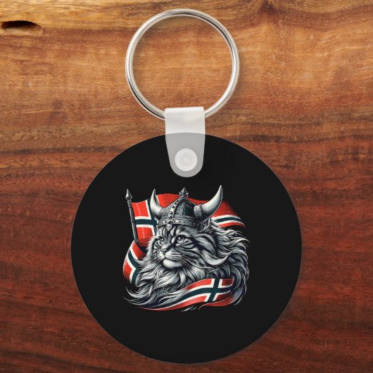 Noorse kat Viking Noorwegen vlag Sleutelhanger (Voorkant)