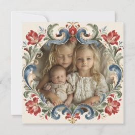 Noorse Kerst Rosemaling Foto  Feestdagenkaart