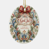 Noorse Kerst Rosemaling Foto Keramisch Ornament (Rechts)