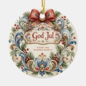 Noorse Kerst Rosemaling Foto Keramisch Ornament (Voorkant)