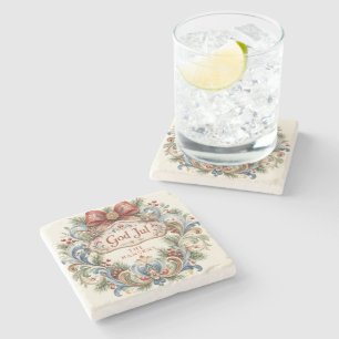 Noorse Kerst Rosemaling Foto Stenen Onderzetter