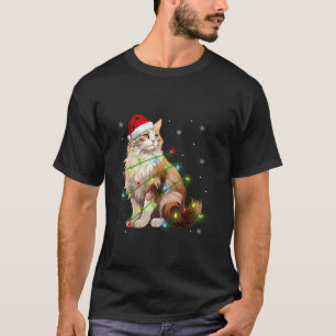 Noorse kerstbeker met kerstlampjes met kat t-shirt