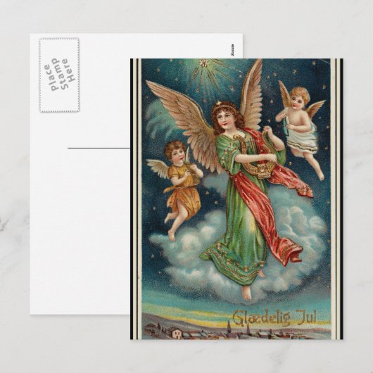  Noorse kerstfeestjes Feestdagenkaart (Voorkant / Achterkant)