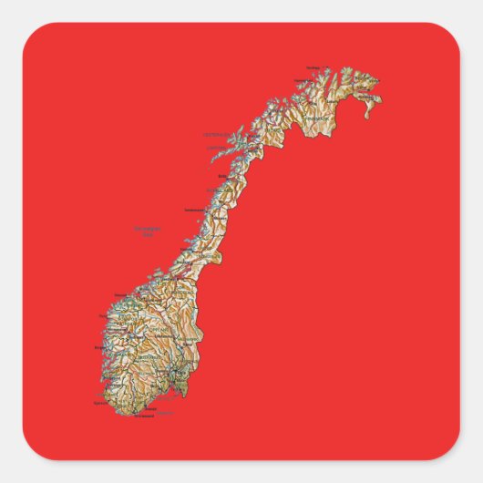 Noorse Landkaart Sticker (Voorkant)